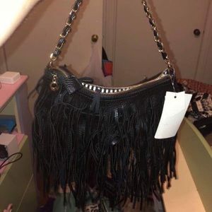 Women’s! Black Fringe! Purse! new!!!!